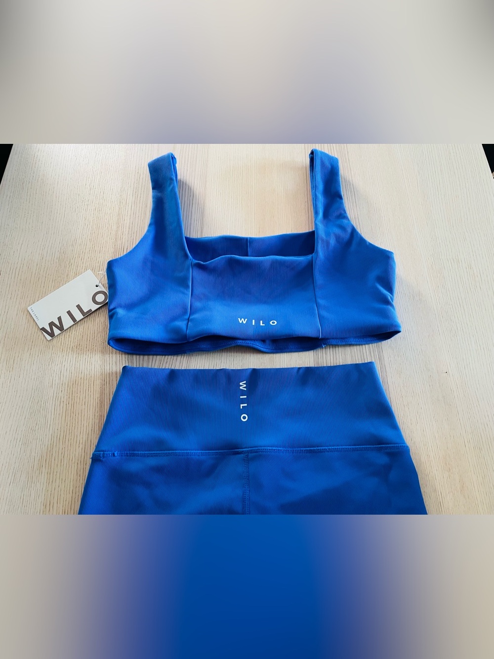 NWT Wilo the Label- sports bra and v-waist shorts set, sz L, cobalt blue ($106) - Picture 5 of 13
